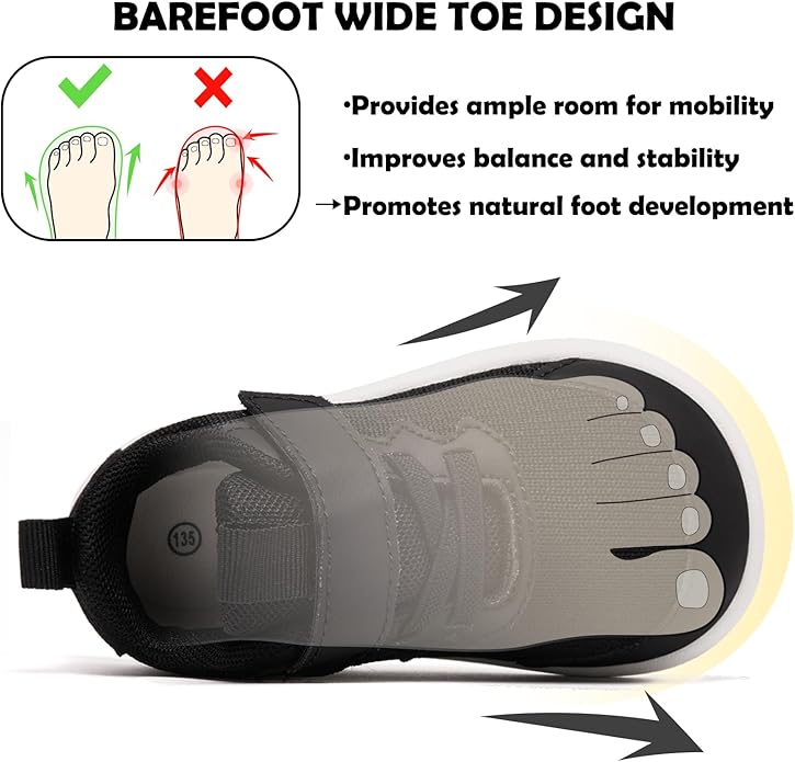 MORENDL Wide Toddler Shoes Baby Walking Shoes Boys & Girls Barefoot Sneakers Zero Drop Comfort Tennis Running Outdoor Activities