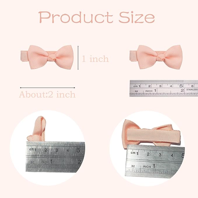 CELLOT Baby Girls Fully Lined Hair Bows Hair Pins, 2' Hair Bows, 50 Pieces/25 Pairs - Infants, Toddlers, Kids Hair Accessories in Pairs - Pink Bow Alligator Hair Clips