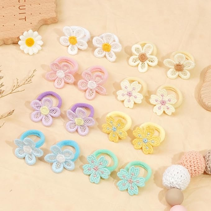 JOYOYO 30PCS 1.25 Inch Baby Girls Hair Ties with Flower,Soft Elastics Ponytail Holders Hair Accessories for Infants Toddlers Baby Girls