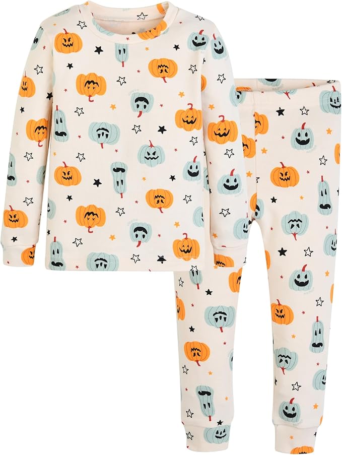moimoln Sibling Matching 6M-8Y Soft Warm Cotton Modal Character Long Sleeve Snug-Fit Pajama Long Sleeve Sleepwear Daily