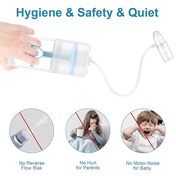 Patented Nasal Aspirator for Baby and Toddler, Hand Pump Nose Sucker with Rounded Non-Invasive Nozzle, Quiet Suction Relieves Congestion and Stuffy Boogers, Safe for Infant, Co-Branded with CHIBOJI
