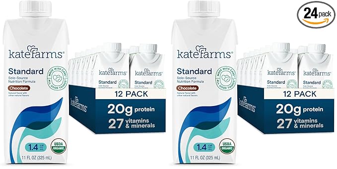 KATE FARMS Organic 1.4 High Calorie Nutrition Shake, Chocolate, 20g Protein, 27 Vitamins and Minerals, Meal Replacement, 11 oz,(Pack of 24)
