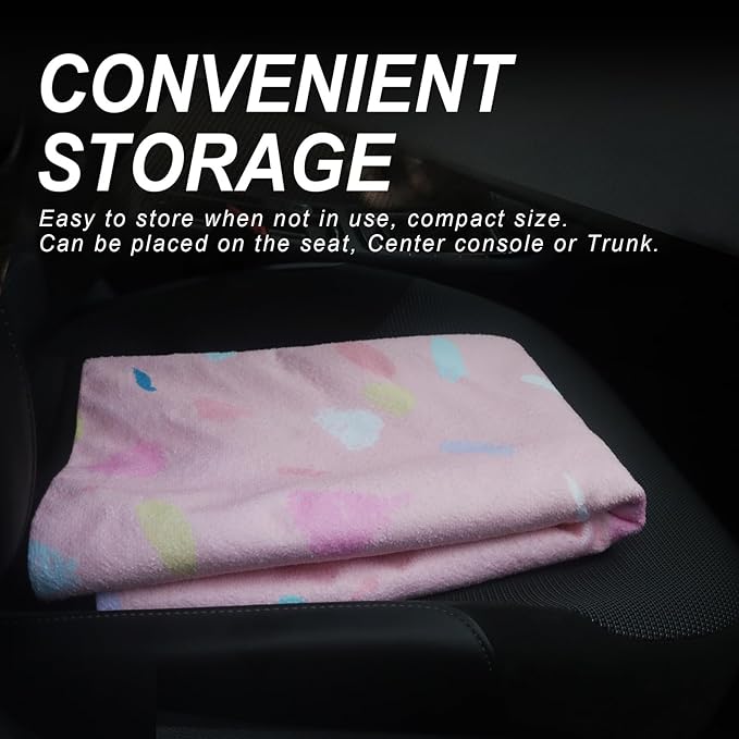 Sweat Towel Car Seat Cover Protector Front Seats for Gym Workout, Running, Swimming, Beach and Hiking, Waterproof Universal Seat Cover for Car, Truck, Van & SUV (Pink Drops, 1pcs Front Seat)