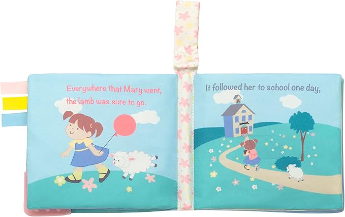 Magic Years 5 inch Soft, Crinkle Activity Book with Teether and Travel Strap for Baby, Mary Had a Little Lamb, Multicolored
