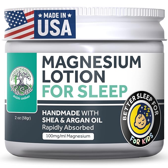 ProSeed Handmade All-Natural Magnesium Lotion for Kids – Vegan, 3000mg/oz Formula – Soothing Bedtime Body Rub for Kids, Toddlers & Pregnant Women – Butter & Oil Blend (2oz)