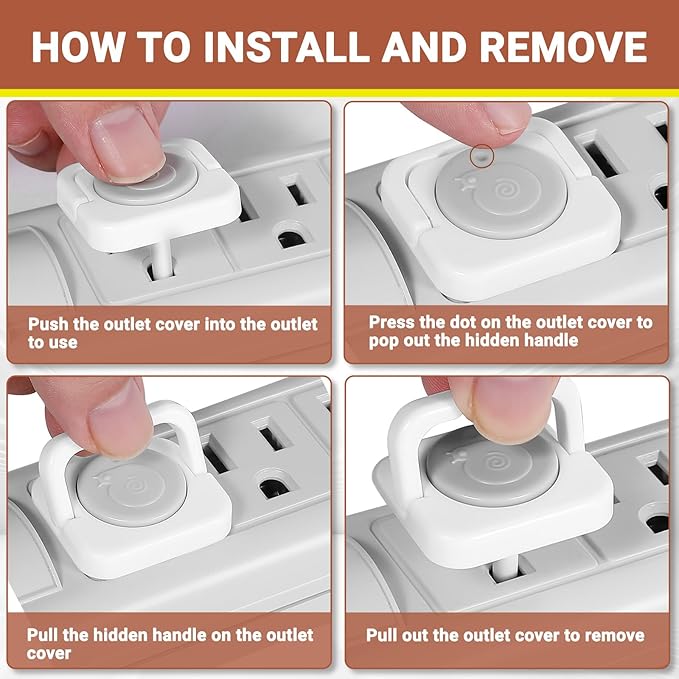 Outlet Covers Baby Proofing, 40 Pack Child Proof Plug Socket Covers Electric Plug Protectors Safety Caps to Prevent Power Shock, for US 3-Prong, Gray