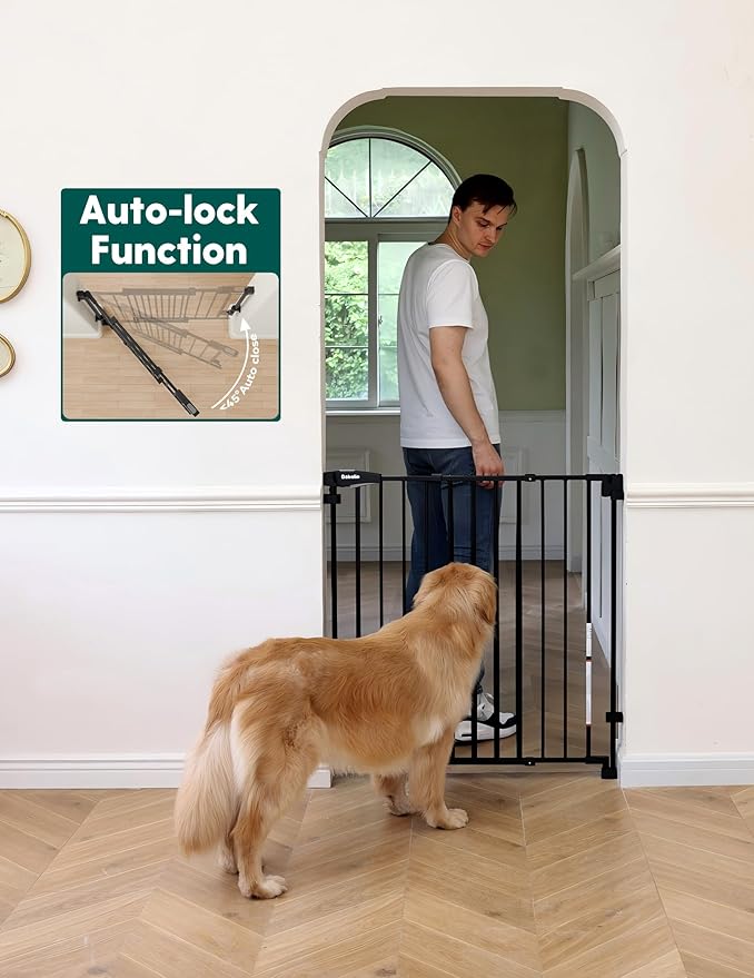 Babelio Removable & No Bottom Bar Baby Gate, 29-43", 36" H Extra Tall Hardware Mounted (Drill Needed)| Wide Walk-Thru| Auto-Close Safety Dog/Pet Gate for Stairs & Doorways (Black)