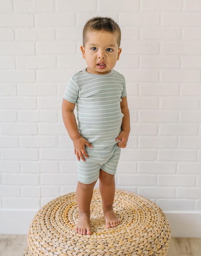 moimoln Stripe Pajamas Set 12M-8Y Ribbed Unisex Baby & Toddler, Soft Viscose, Snug-Fit, Everyday Sleepwear