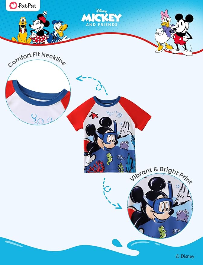 Disney Marvel Spiderman Cars Boy Swimsuit Rash Guard Shirts & Swim Trunk Boys Swim Set Mickey Summer Bathing Suit 2-13 Years