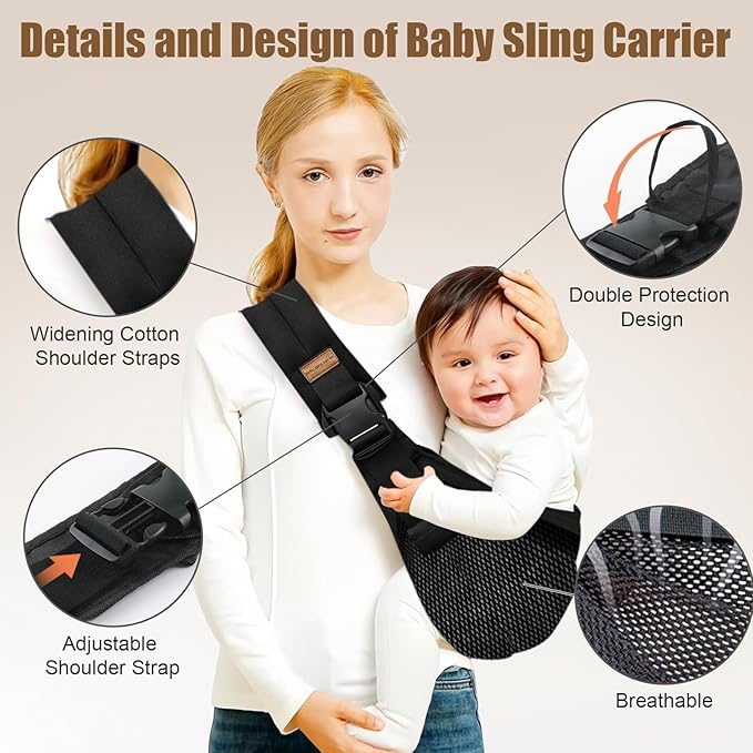 Baby Sling Carrier,Toddler Carrier,2026 New Baby Sling,Breathable and Adjustable Sling,Non-Slip Hip Seat Carrying 10-30lbs(Mesh,Black)