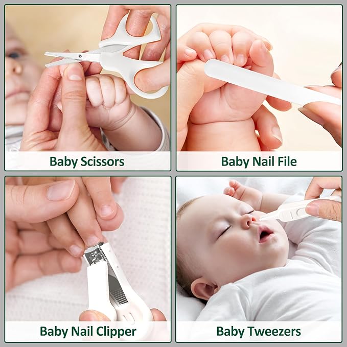 Baby Healthcare and Grooming Kit for Newborn Kids, 31PCS Upgraded Safety Baby Care Kit, Newborn Nursery Health Care Set, Baby Care Products （Grey White)