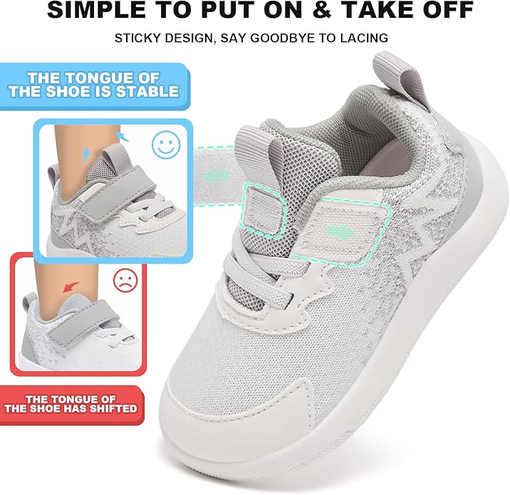 MORENDL Wide Toddler Shoes Baby Walking Shoes Boys & Girls Barefoot Sneakers Zero Drop Comfort Tennis Running Outdoor Activities
