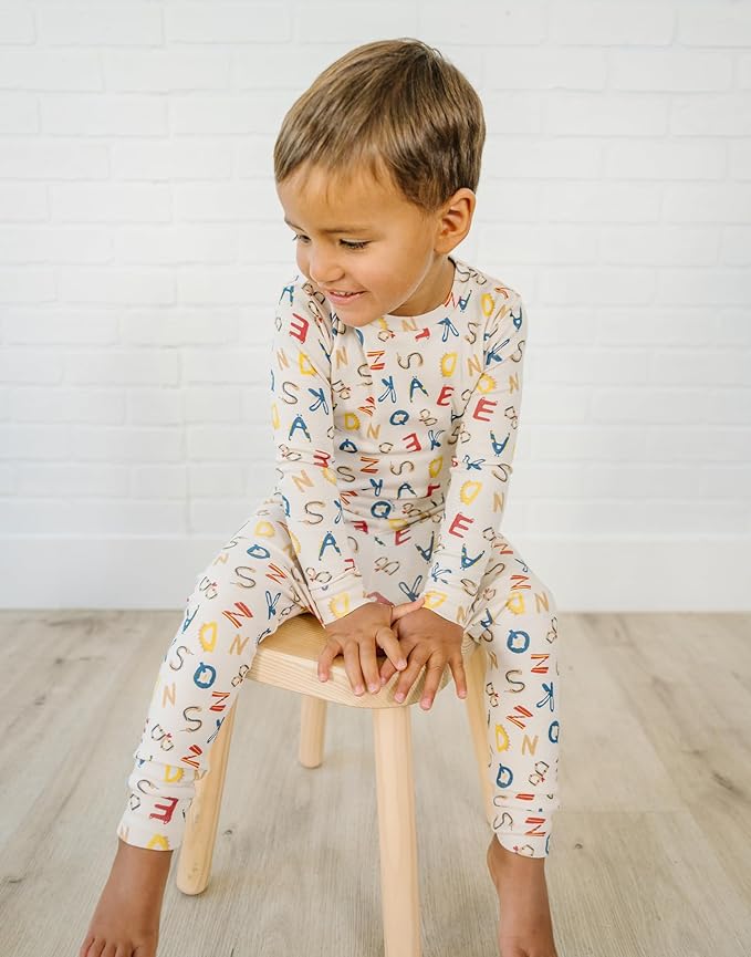moimoln Sibling Matching 6M-8Y Soft Warm Cotton Modal Character Long Sleeve Snug-Fit Pajama Long Sleeve Sleepwear Daily