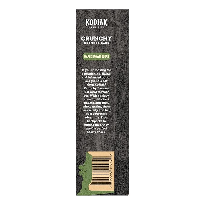 Kodiak Cakes Crunchy Granola Protien Snack Bars, Maple Brown Sugar, High Protein, 100% Whole Grains, 12 boxes with 6 pouches (144 bars)