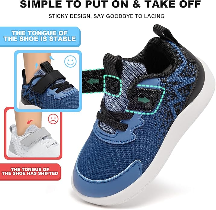MORENDL Wide Toddler Shoes Baby Walking Shoes Boys & Girls Barefoot Sneakers Zero Drop Comfort Tennis Running Outdoor Activities