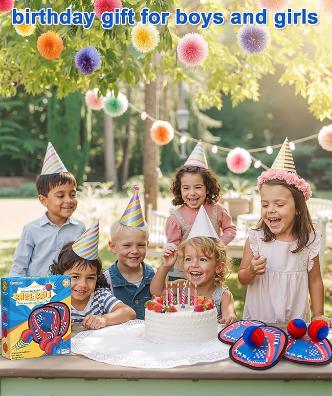 Toss and Catch Game Ball Set Toddler Toys for 3 4 5 6 7 8 Year Old Boys Girls, Valentines Day Gifts, Yard Games Beach Pool Outdoor Toys for Kids Ages 4-8 Birthday Gift Baseball Glove
