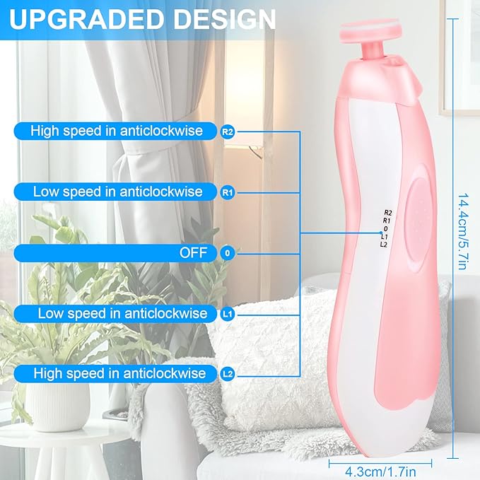 Baby Nail Trimmer Electric,Tinabless 6 in 1 Baby Nail File,Nail File Baby Grooming Kit Manicure Set for Toddler or Adults(Pink)