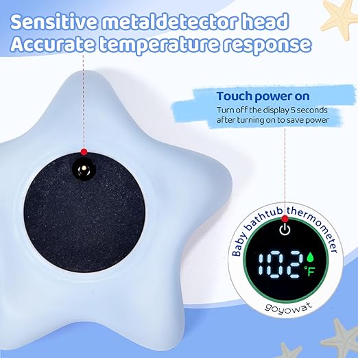 Bath Thermometer with LED Display and Temperature Warning, Digital Room Fahrenheit Water Temperature Thermometer, Infant Bath Toys Floating Toy Safety Thermometer for Kids Newborn, Yellow