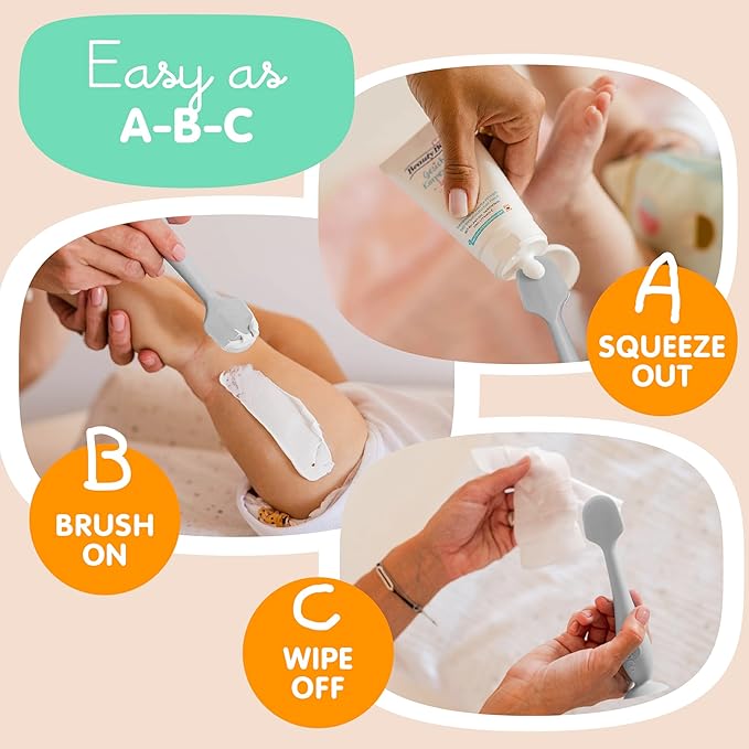 Bumco Baby Bum Brush + Mini Baby Diaper Cream Spatula with Case - BPA-Free Silicone Diaper Spatula with Suction Cup, Wipe-Clean, Mom-Invented Butt Paste Applicator (Gray & Blue)