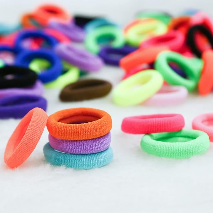 300PCS Kids Toddler Hair Ties for Girls, Cotton Baby Hair Ponytail Holders, Tiny Seamless Elastic Hair Bands, Enough Soft and No Damage, 15 Colors, by Qarwayoc