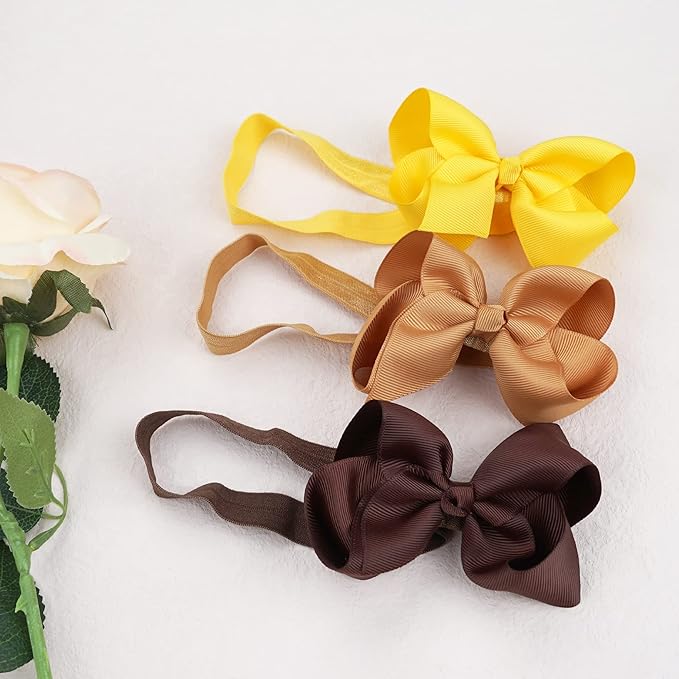 CÉLLOT Baby Girls Headbands Grosgrain Ribbon 4.5" Hair Bows Headband Big Bow Hair Bands for Toddler Pack of 20