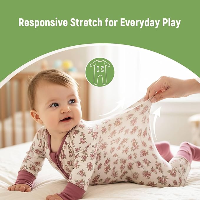 OPAWO Viscose from Bamboo Baby Pajamas Girl 2pack Mittens Cuff 2 Way Zipper Soft Footless Sleeper Baby Boy One-Piece Romper