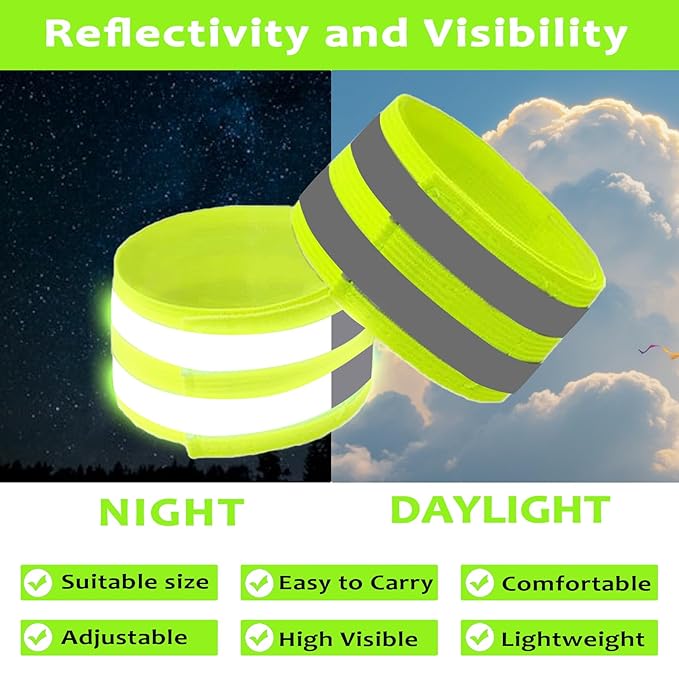 6 Pack Reflective Bands for Strollers High Visibility Elastic Reflective Gear Safety Reflectors Stroller Identifier for Baby Stroller Accessories Walking at Night Cycling and Running