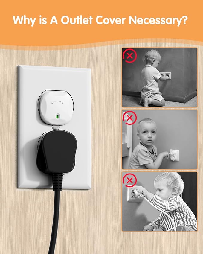 Outlet Covers Baby Proofing, 40 Pack Plug Covers Baby Proofing, Outlet Plug Covers for US 3-Prong to Prevent Electric Shock, Outlet Covers for Home, Office, School, Kindergarten, White