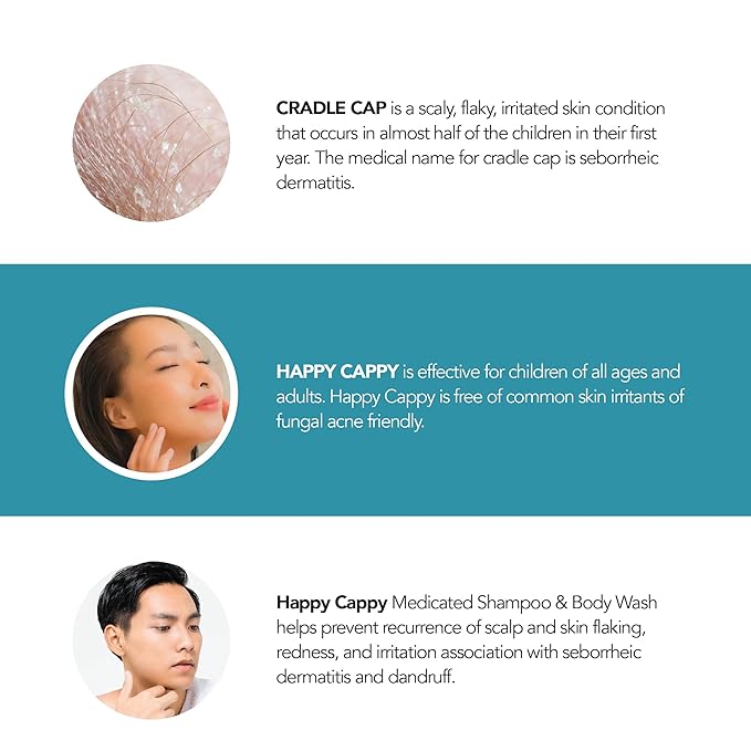 Happy Cappy Medicated Shampoo and Body Wash- Baby Dandruff Shampoo, Helps Cradle Cap and Seborrheic Dermatitis, Reduces Redness, Dermatologist Tested, Fragrance-Free- 8 Fl Oz (Pack of 4)
