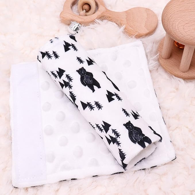 Baby Car Seat Belt Covers, Bear Car Seat Strap Covers for Boys, Fleece Stroller Strap Cover for Kids, Soft Car Seat Neck Cover, Newborn Car Seat Straps Shoulder Protectors, 2 Pack