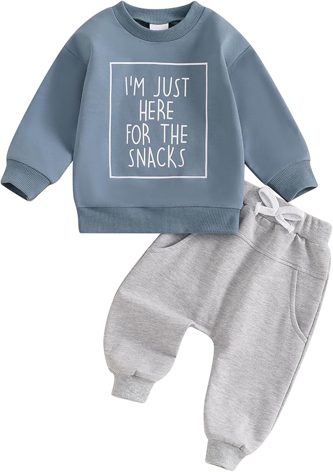 Baby Boy Fall Clothes Set Long Sleeve Letter Print Sweatshirt Pants Toddler Infant Outfits 6 12 18 24 Months 2T