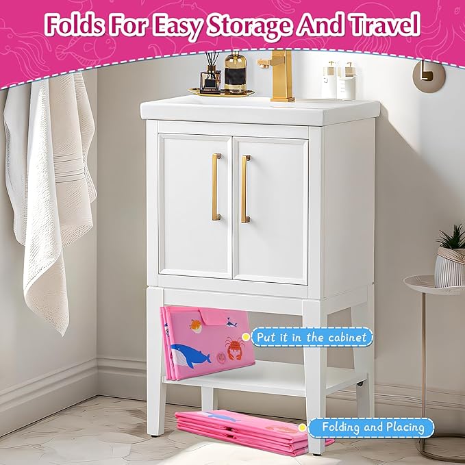 Portable Foldable Baby Bathtub with Drain Plug, 30" L x 15.2" W x 8.6" H Kids Travel Tub, Converts Shower to Tub, No Assembly Folds Flat for Storage, for Infant Toddler 6M-5 Years, Pink