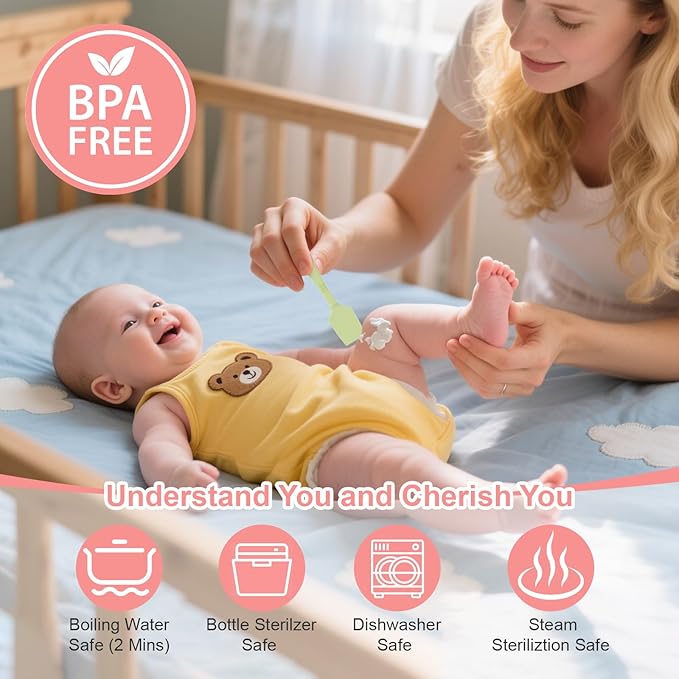 4-Pack Diaper Cream Spatula with Travel Case, Soft Baby Butt Spatula – Silicone Butt Paste Spatula, Convenient Diaper Spatula, Ideal Baby Shower Gift