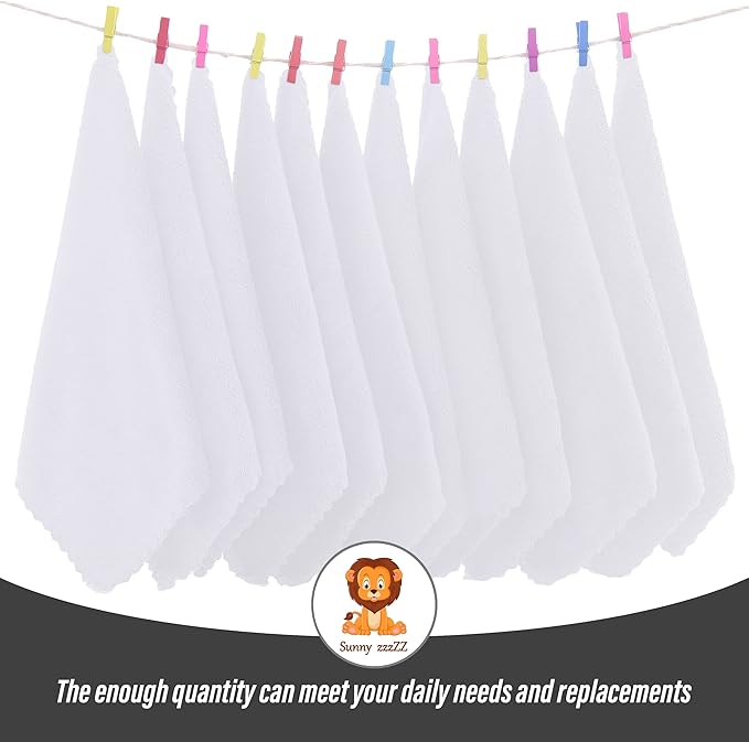 Sunny zzzZZ Ultra Soft 24 Pack Baby Washcloths - 10x10 Inches - Coral Fleece Extra Absorbent Wash Clothes for Babies, Infants and Toddlers - Sensitive Skin and Newborn - Ideal Baby - White