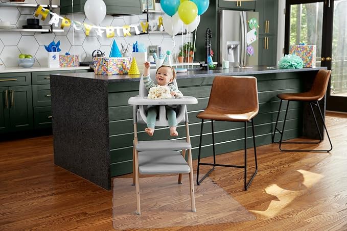 Graco Under High Chair Mat - Waterproof & Washable Plastic Food/Spill Catcher - 50" Eating, Painting & Art Floor Cover, Clear (Pack of 1)
