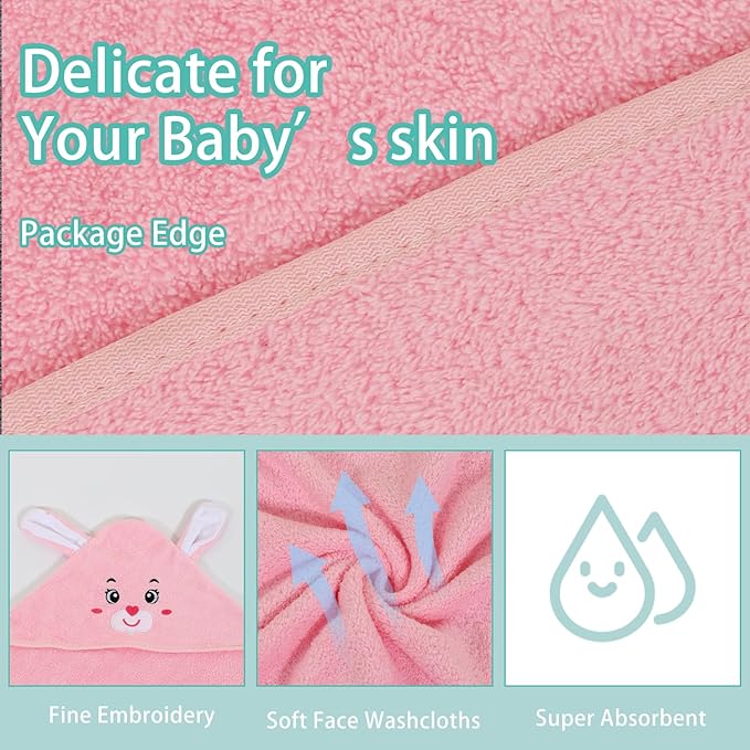 4Pcs Baby Hooded Towel,31 * 31 in Toddler Bath Towels for Newborn Babies,Toallas de Baño para Bebe,Organic Infant Kids Boy Essentials 1-3