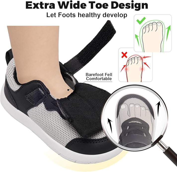 Wide Toe Box Toddler Shoes Baby First Walking Shoe Boys Girls Non-Slip Zero Drop Minimalist Tennis Sneakers