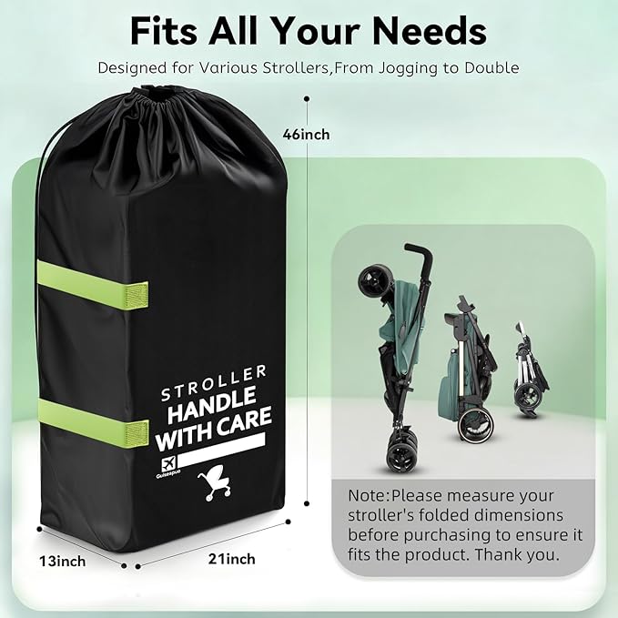 Stroller Bag for Airplane: Airplane Travel Essentials, 46" H x 21" W x 13" D Stroller Cover for Air Travel, Fit Single/Double/Jogging/Umbrella/Baby Stroller Travel System like Chicco, Evenflo...