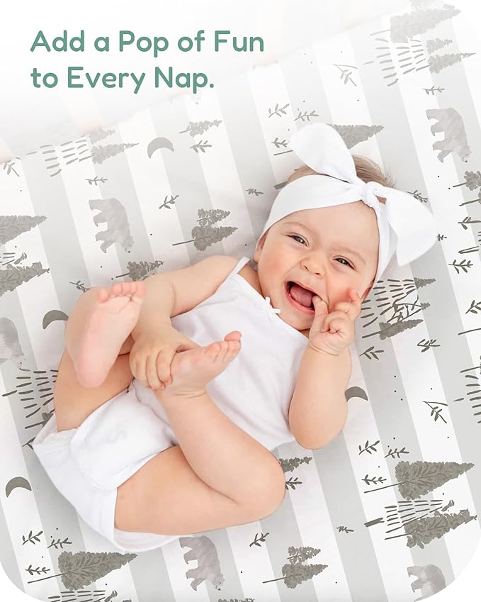Crib Sheets 2 Pack, Fitted Crib Sheet for Standard Crib Mattress 28x52x9, Ultra Soft Jersey Knit, Breathable Stretchy Deep Pocket, Snug Fit Stays Put, Baby Crib Mattress Sheet