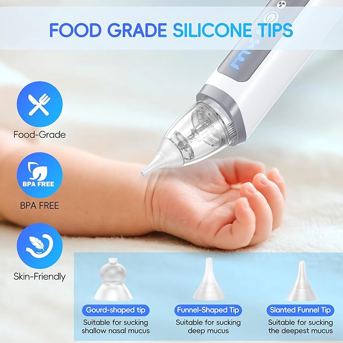 Nasal Aspirator for Baby, Electric Nose Sucker for Baby & Toddler, Congestion Relief with 3 Levels Suction,Soothing Light & Nursery Rhymes (Large A)