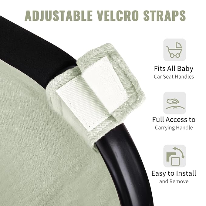 Metplus Muslin Car Seat Cover for Babies - Carseat Stroller Cover Infant Stroller Covers for Boys and Girls, Breathable & Lightweight, Fits Most Strollers & Baby Car Seats