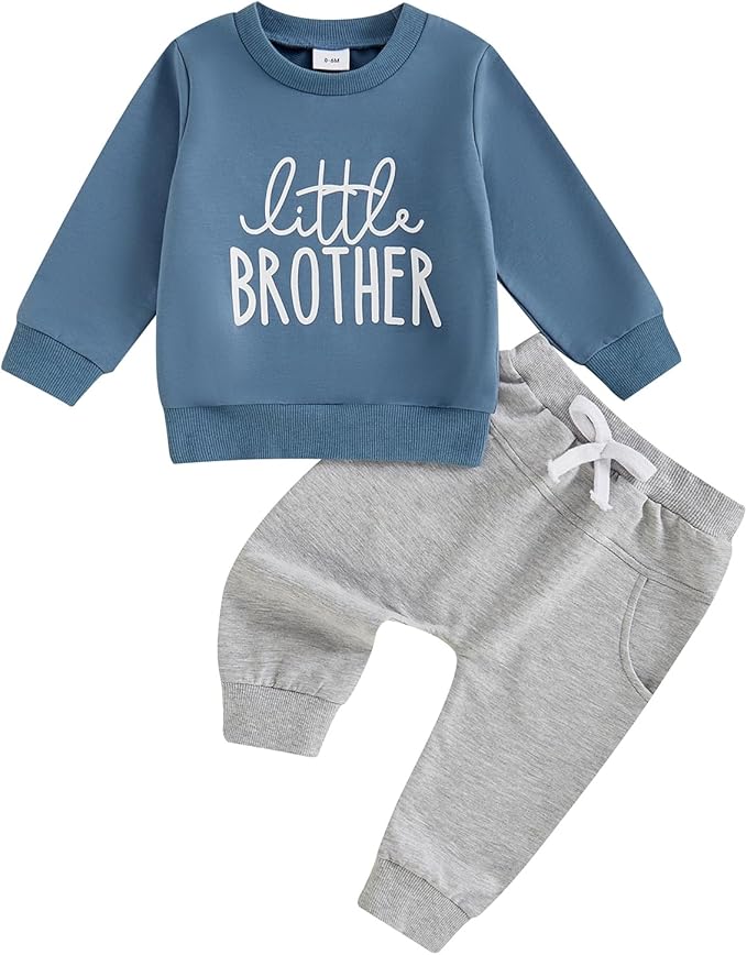 Baby Boy Fall Clothes Set Long Sleeve Letter Print Sweatshirt Pants Toddler Infant Outfits 6 12 18 24 Months 2T