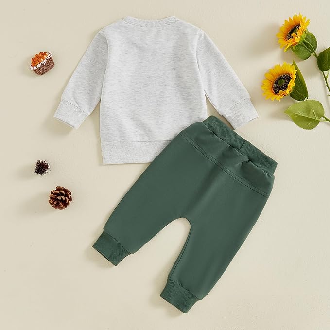Baby Boy Fall Clothes Set Long Sleeve Letter Print Sweatshirt Pants Toddler Infant Outfits 6 12 18 24 Months 2T