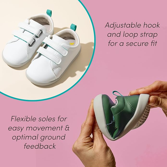 Ten Little Everyday Original Toddler Shoes - APMA-Approved Vegan Leather Kids Sneakers, 100% Cotton Lining, Wide Toe Box, Zero Drop Flexible Soles, Hook and Loop Toddler Sneakers