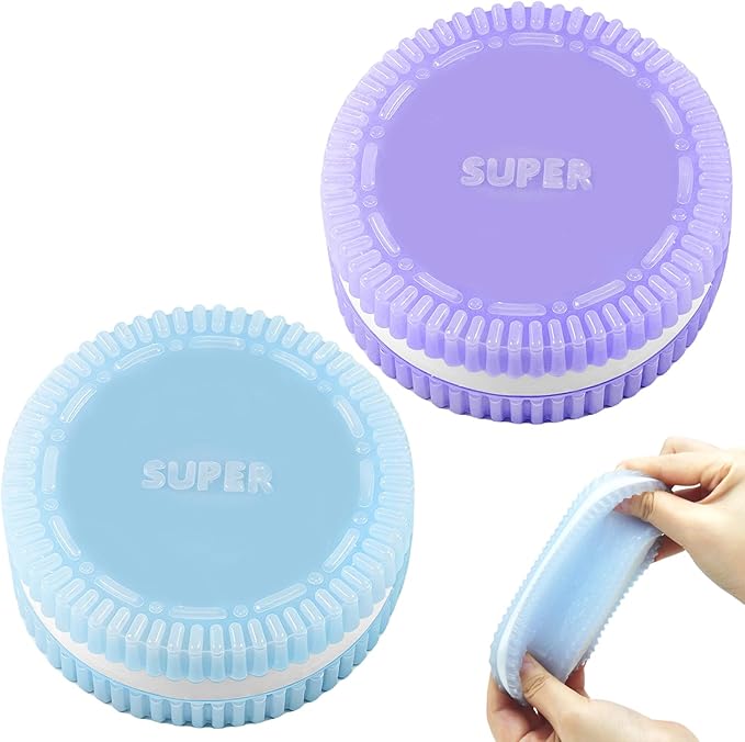 Sticky Cookie Squishies Fidget Toys Adults, Squeeze Toys Fidget Toys for Autism, Stress Balls for Adults Fidgets Birthday Easter Basket Stuffers(2 Pack Green Purple)