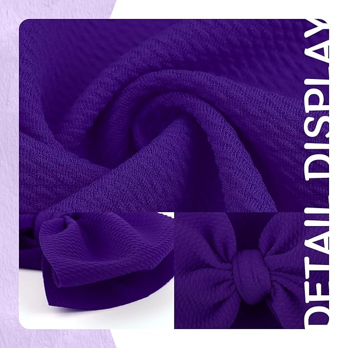 Super Durable Soft Knot Headbands with Hair Bows Infant Toddlers Kids Hair Accessories Violet Purple Headband for Newborn Baby Girls