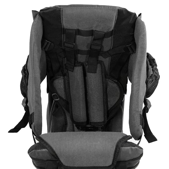 ClevrPlus Cross Country Baby Backpack Carrier, Grey, Toddler Hiking Backpack with Comfortable Seat, Adjustable Straps & Belt, Foldable Frame Lightweight Large Capacity Child Carrier for Outdoor