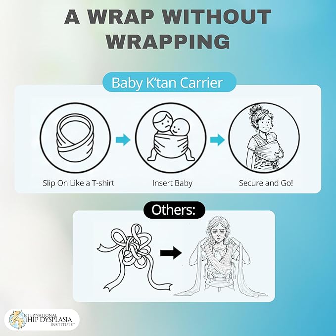 Original Baby K'tan Baby Carrier: #1 Easy Pre-Wrapped, Soft, Slip-On, No Rings, No Buckles | 5 in 1 Baby Sling for Hands-Free Comfort | Heather Grey | Large