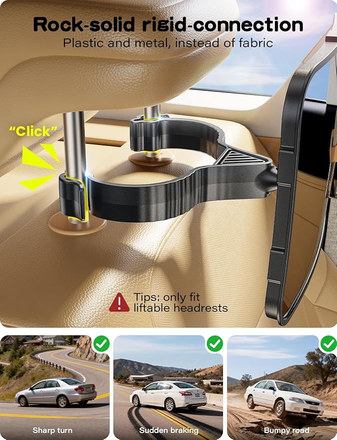 Baby Car Mirror Hook Design Ultra Stable Car Seat Mirror for Baby Rear Facing Secure and Shatterproof CarSeat Mirrors 360° Clear View Newborn Essential Accessories