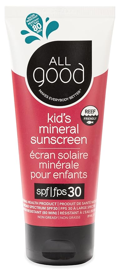All Good Baby & Kids Sunscreen Lotion for Face & Body - UVA/UVB Broad Spectrum, SPF 30, Zinc Oxide, Coral Reef Friendly, Water Resistant - Zinc, Shea Butter, Coconut Oil, Aloe (3 oz)